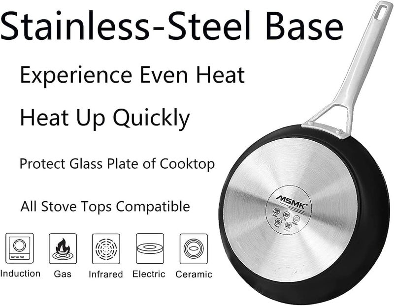 MsMk 12 Inch Nonstick Frying Pan with Lid, Titanium and Ceramic Nonstick skillet with lid, PFOA Free, Non-Toxic, Stay-Cool Handle, Scratch-resistant, Dishwasher Safe, Oven Safe to 700Â°F - Image 5